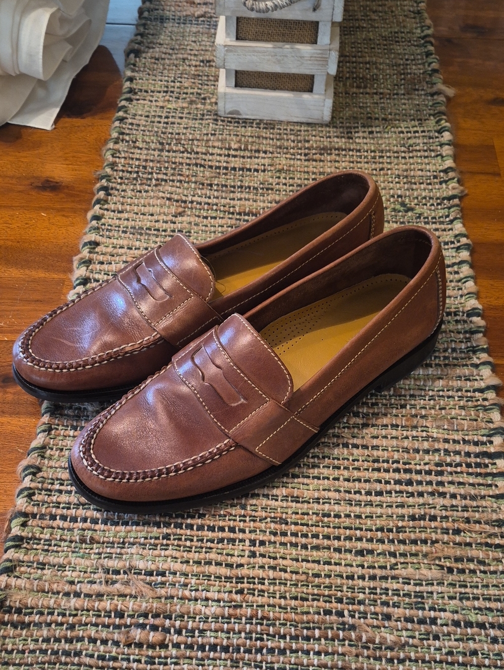 Cole Haan Men's Classic Tan Leather Penny Loafers Size 12